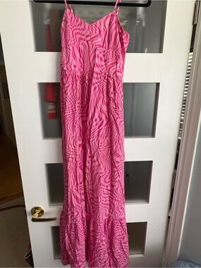 Japna Pink Tie-Dye Maxi Dress with Spaghetti Straps